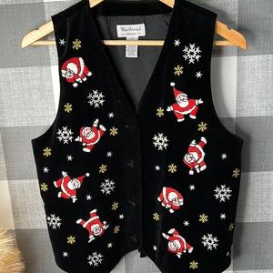 VTG Black Petite Woman’s Santa velvet Vest